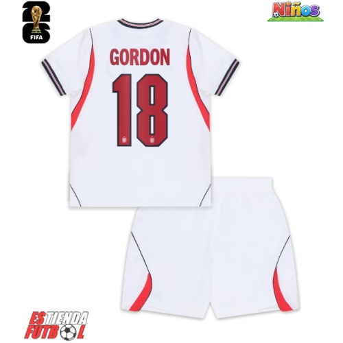 Inglaterra Anthony Gordon #18 Primera Equipación Niños Mundial 2026 Manga Corta (+ Pantalones cortos)